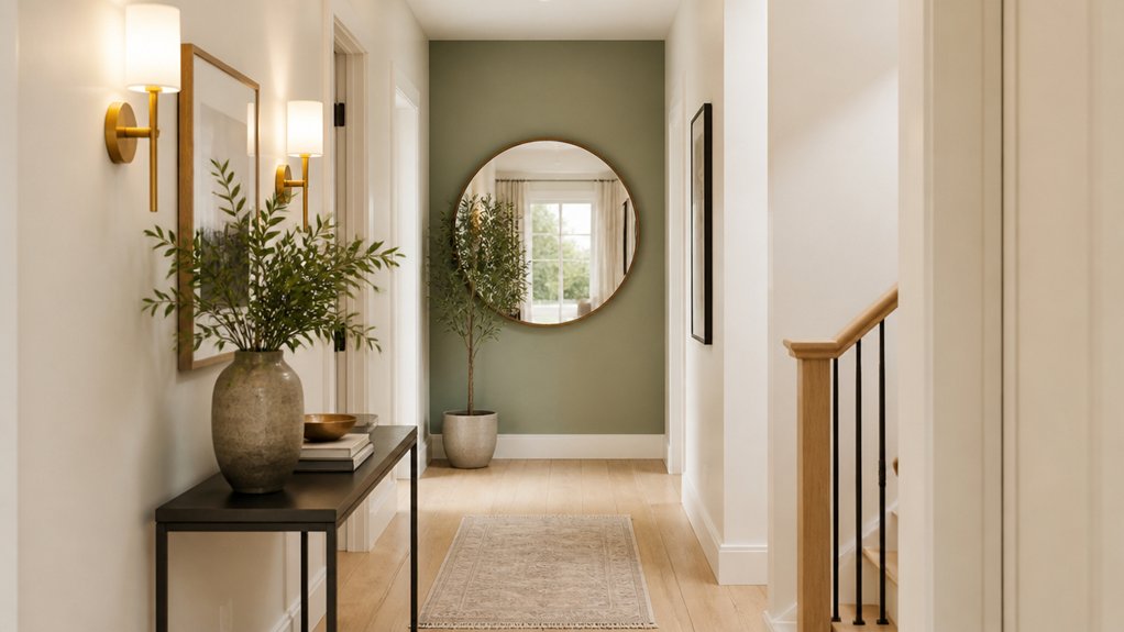 bright neutral hallway colors