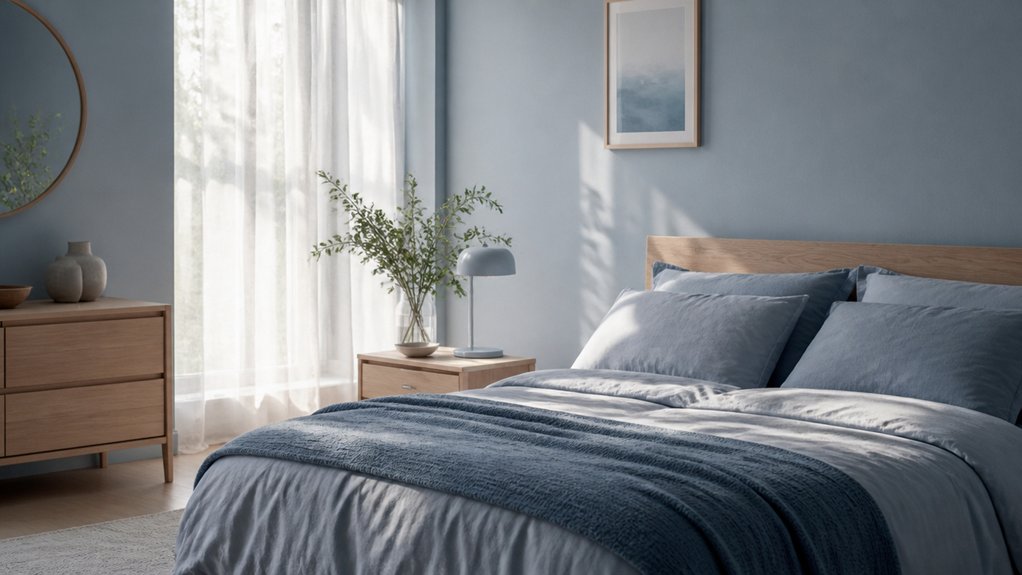 calming blue bedroom accents